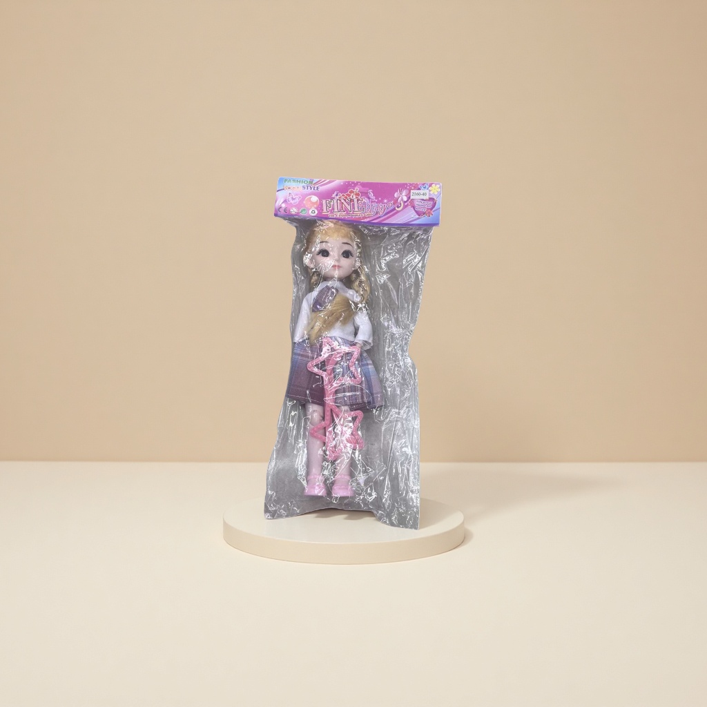 粉色包装袋金发女童玩偶 可爱布艺毛绒玩具儿童礼物