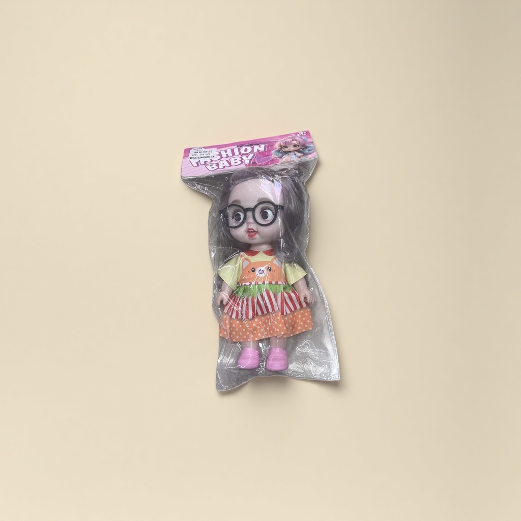 粉色包装戴眼镜穿花裙子娃娃产品图