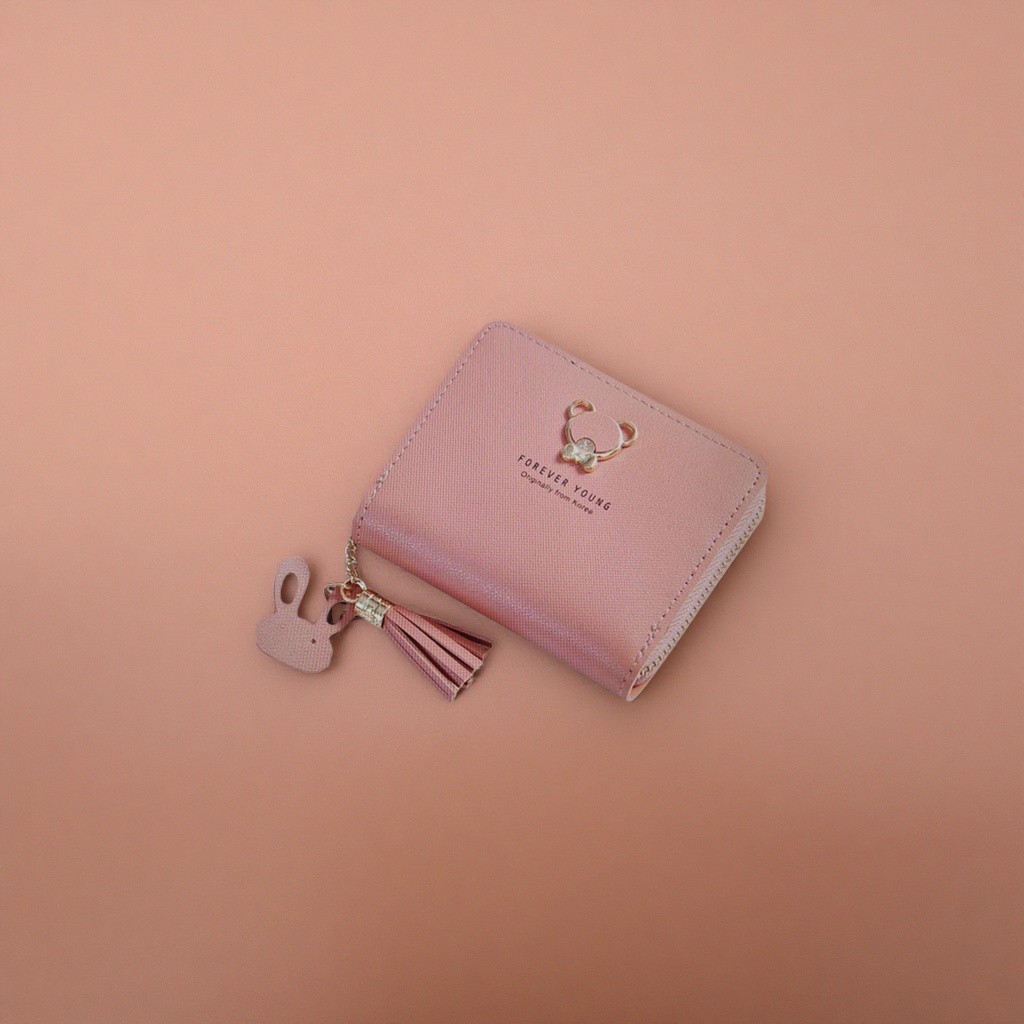 The pink lady's long wallet made of genuine calfskin is simple, fashionable and versatile Specification image