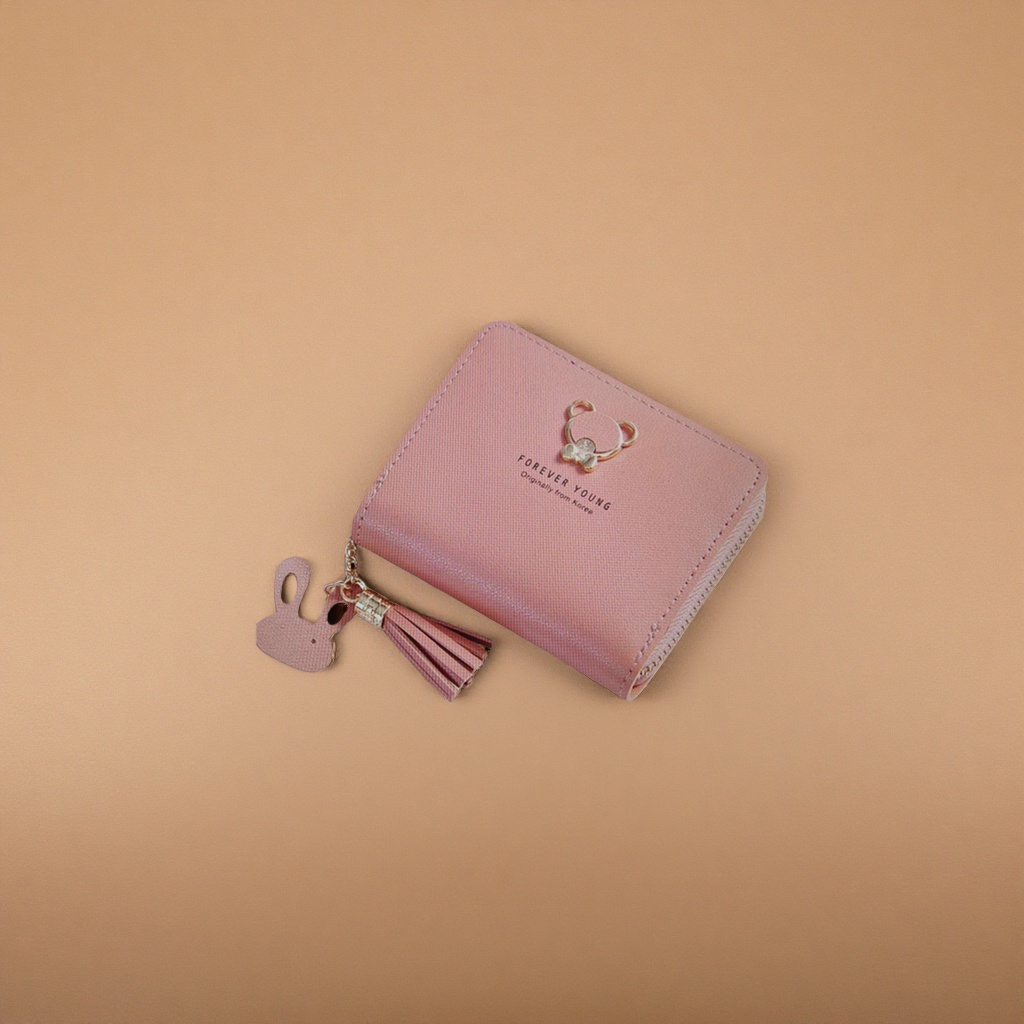 The pink lady's long wallet made of genuine calfskin is simple, fashionable and versatile details Picture
