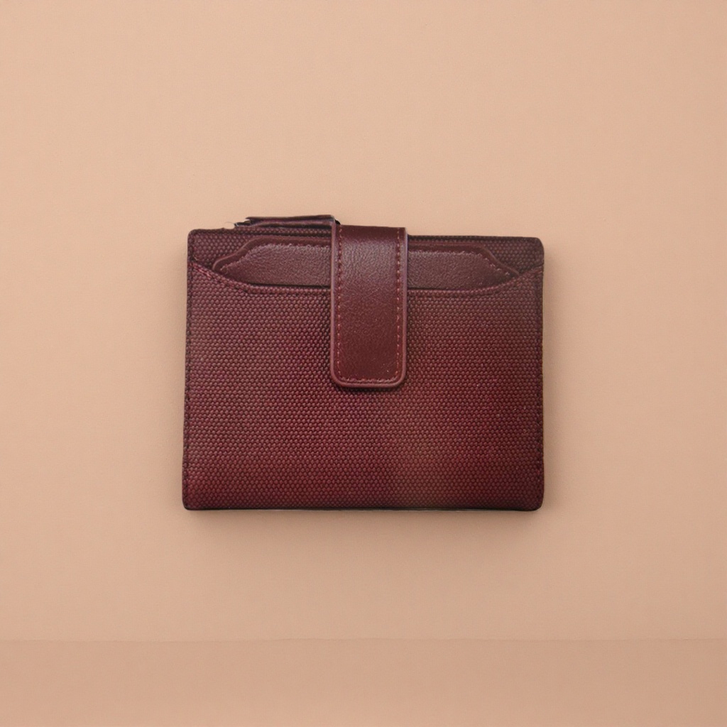 A long, wine-red leather wallet for ladies with a zippered pocket Application Scenario
