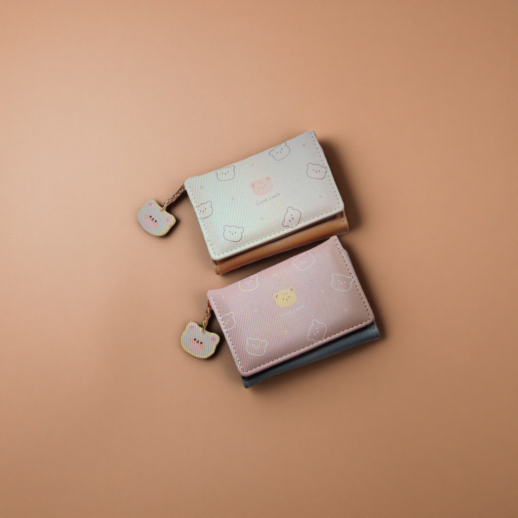 A pink and beige bear 30% off wallet with a cute pendant Specification image