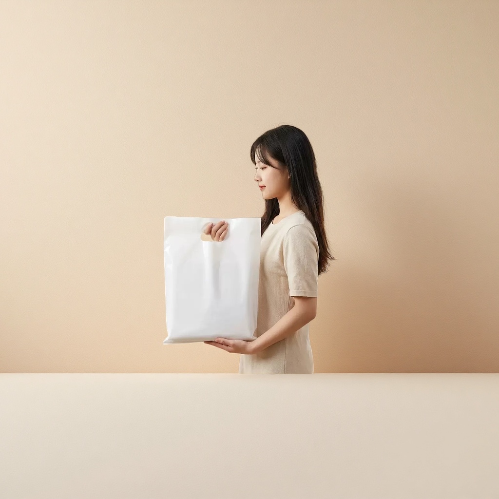 A simple white handbag for women, made of eco-friendly cotton and linen Specification image