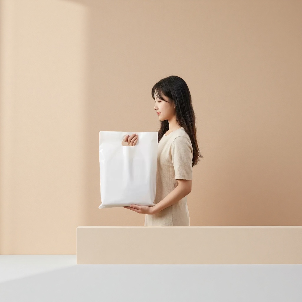 A simple white handbag for women, made of eco-friendly cotton and linen Application Scenario