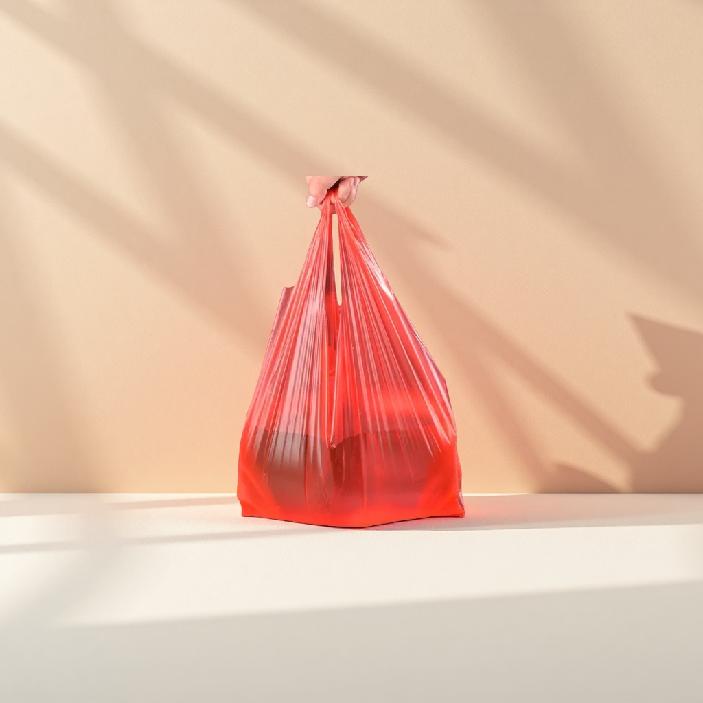 Red thickened plastic bag, large household eco-friendly load-bearing garbage bag Specification image