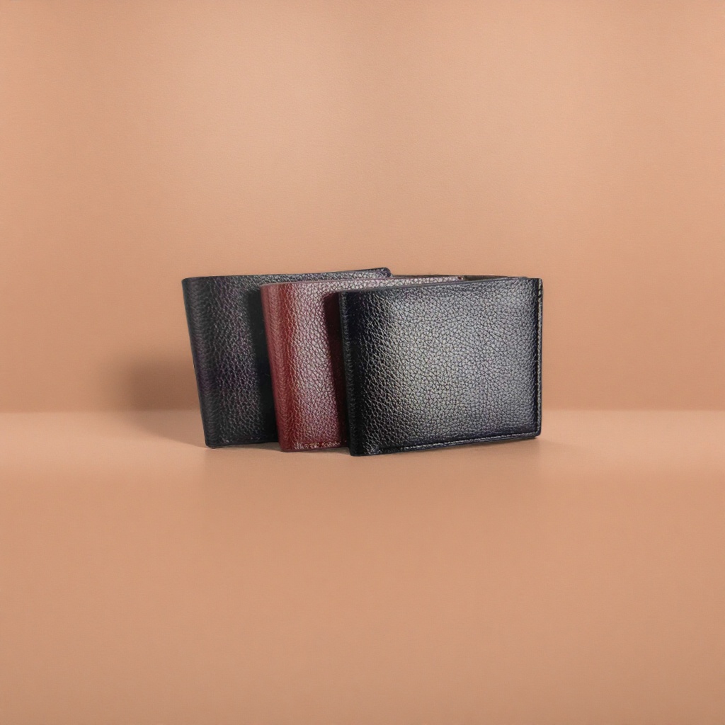 A simple, fashionable and lightweight black wine red textured leather wallet for both men and women Application Scenario