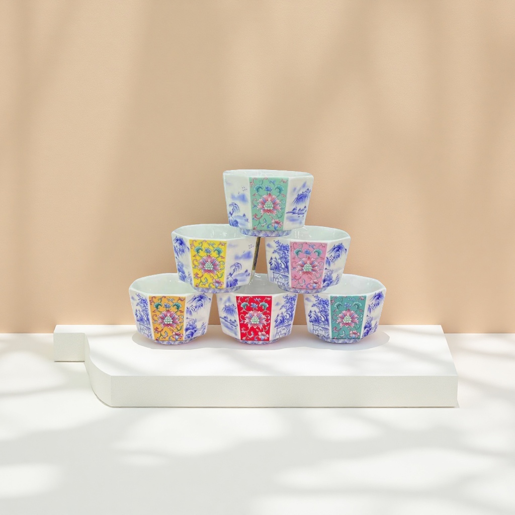 Colored ceramic cup set, underglaze color craft household tea cup and coffee cup set