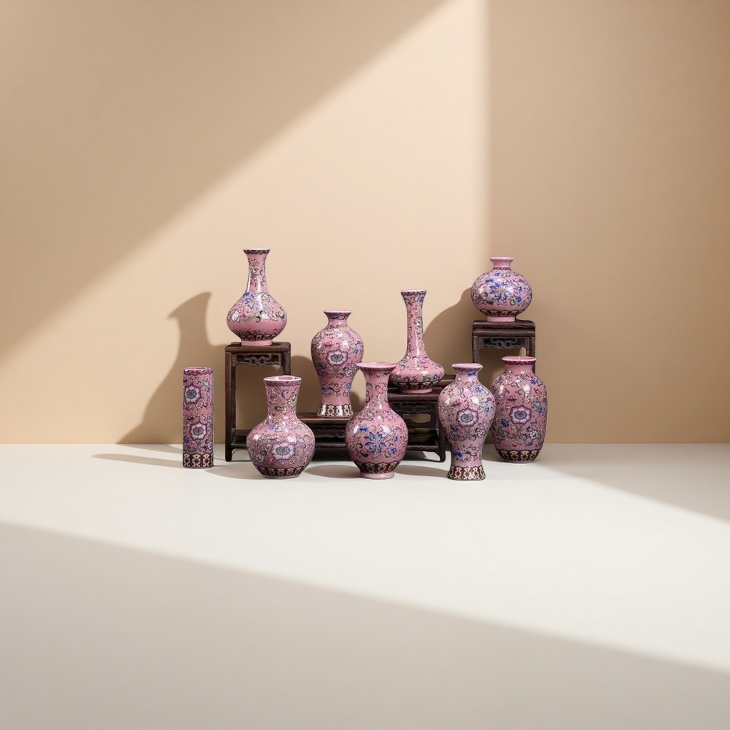 A set of pink floral-patterned porcelain vases for home decoration and ceramic vase ornaments Specification image
