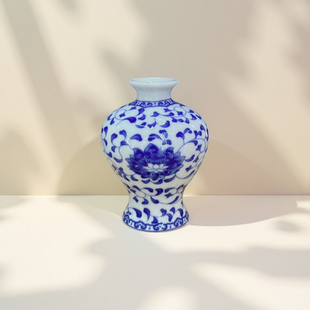 Blue and white porcelain vases, ceramic ornaments, home decoration, living room entrance hall, retro Chinese handicrafts Specification image