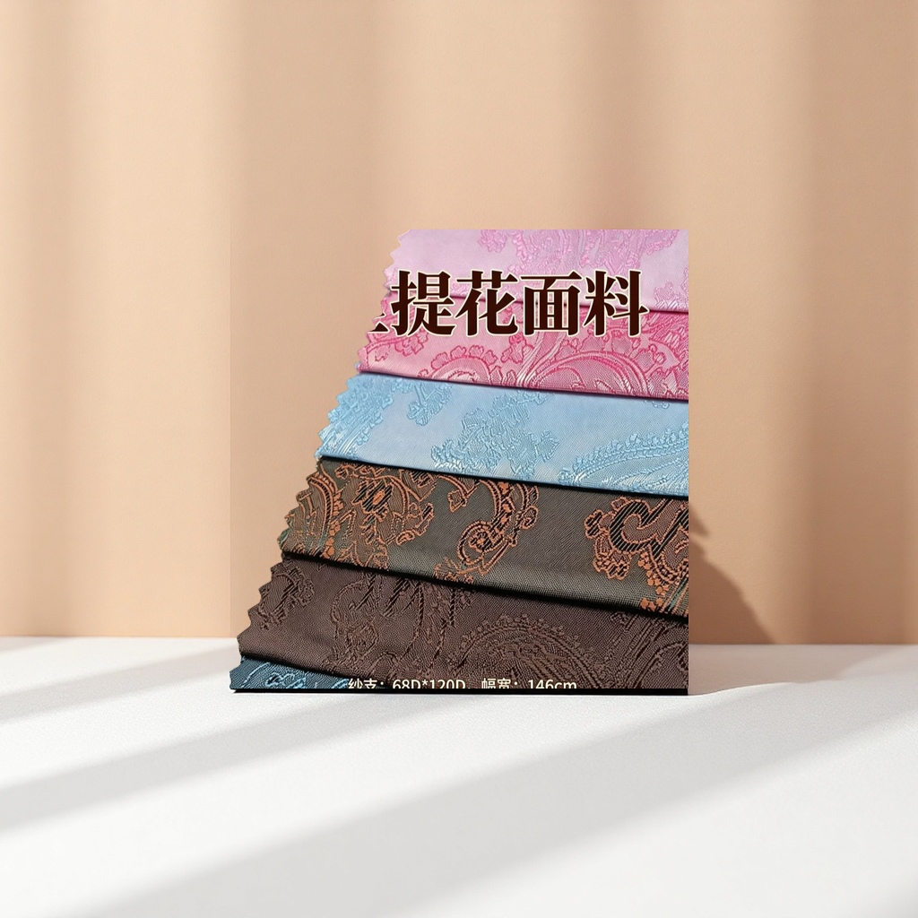 人丝提花面料多色织物样品 高档仿真丝提花布料小样