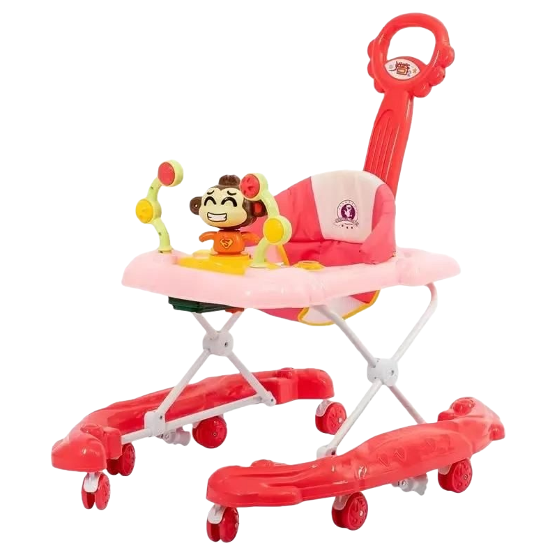 Pink baby walker, adjustable height, with musical toys Item Picture