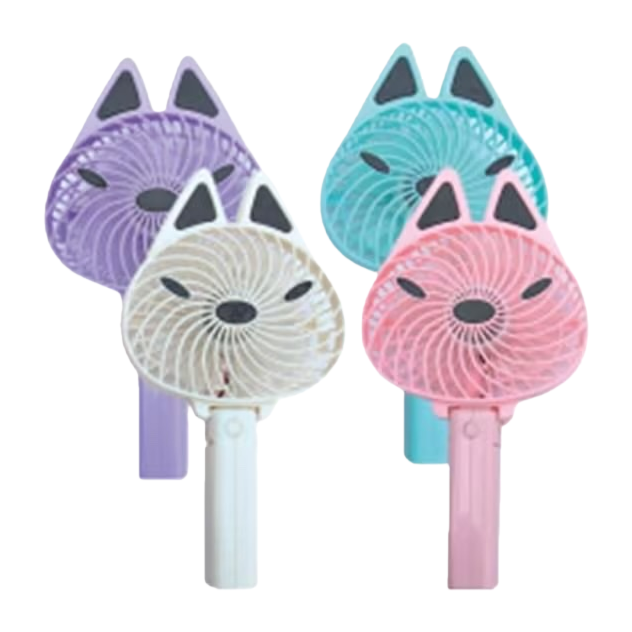 Colorful fox-shaped handheld folding mini fan for summer portability, silent mini USB charging Item Picture