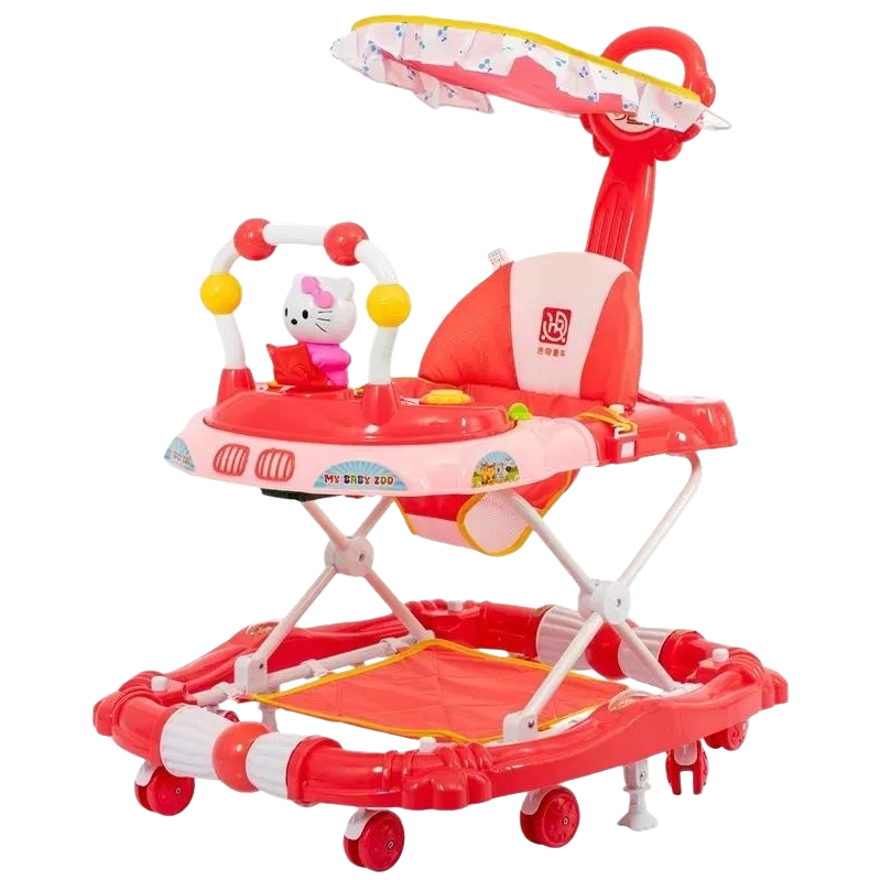 Andador de bebé rojo reposabrazos de esponja espesados altura ajustable ruedas universales silenciosas Item Picture