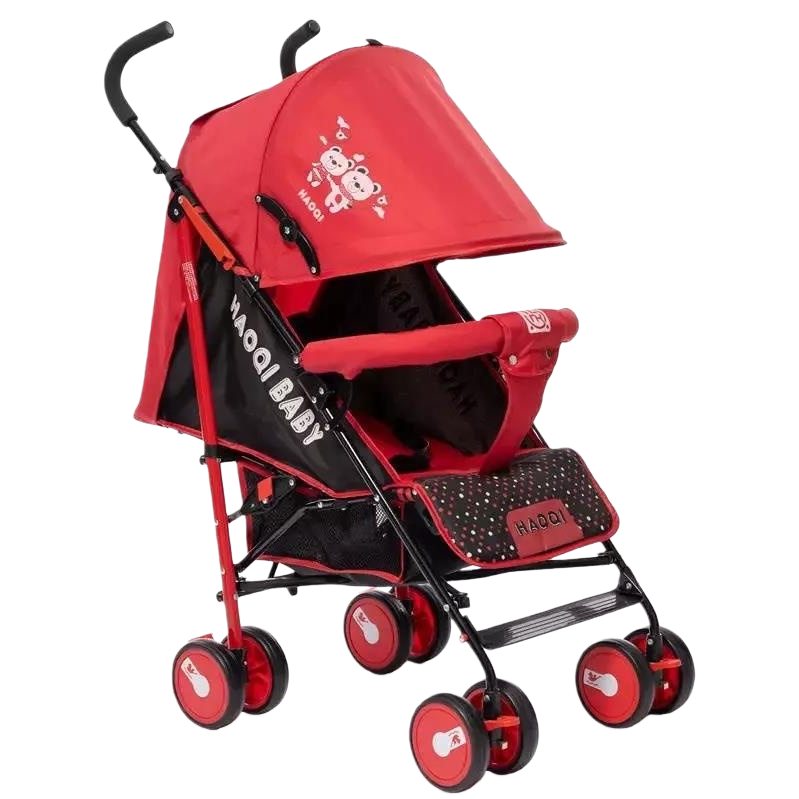The red baby stroller is lightweight, foldable, suitable for both sitting and lying down, with a shock-absorbing design and high view, offering multiple functions Item Picture
