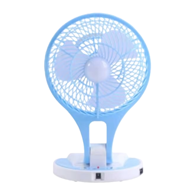 Blue folding portable silent small fan for home, office and dormitory desktop USB charging