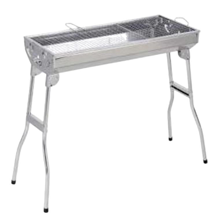 Silver folding portable barbecue grill, outdoor camping, home charcoal grill stand Item Picture