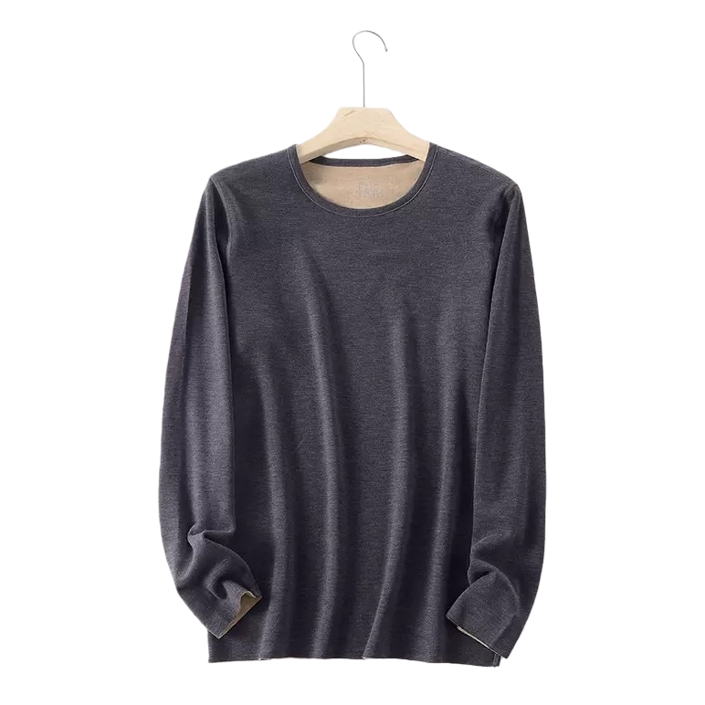 A thick and warm basic dark grey long-sleeved top for men in autumn and winter Item Picture