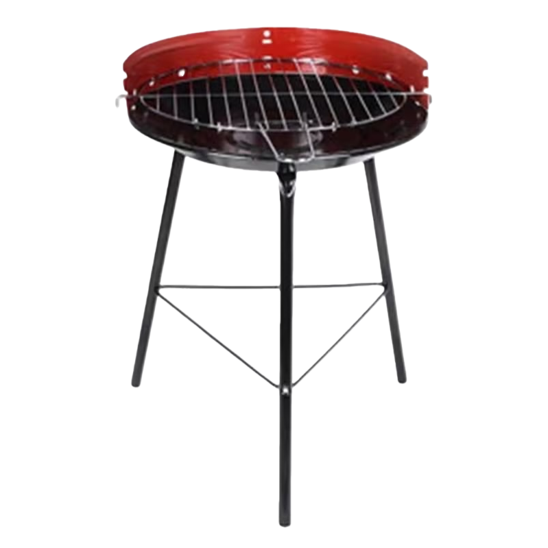 Red lid, black grill, tripod stand, portable and stable support for barbecue and camping Item Picture