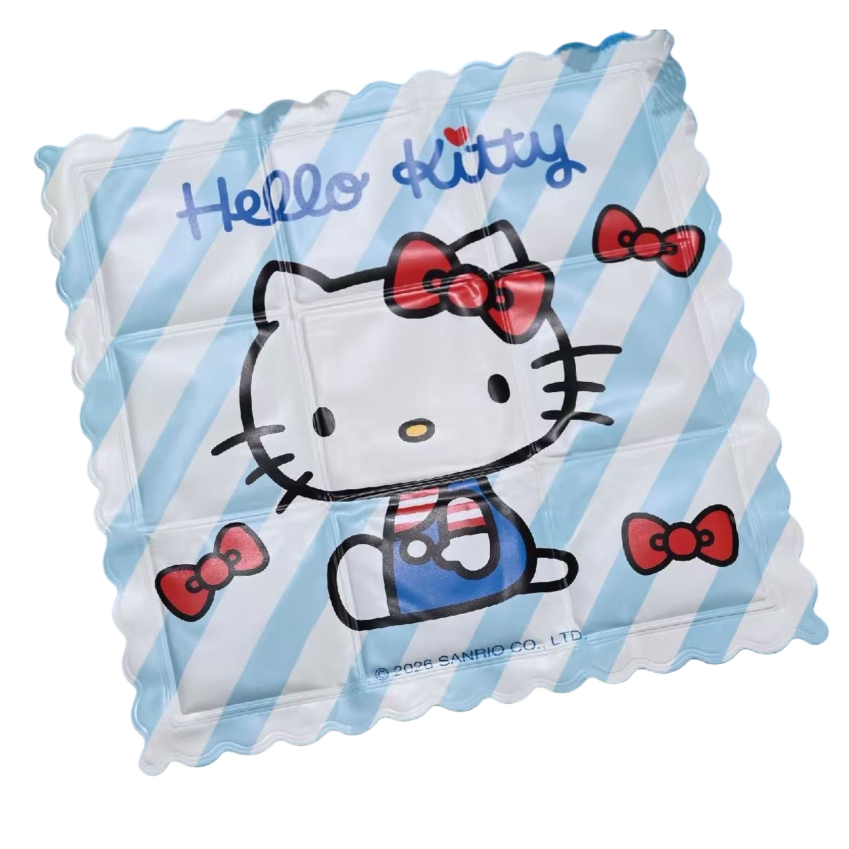 蓝白条纹Hello Kitty冰垫白底实物图