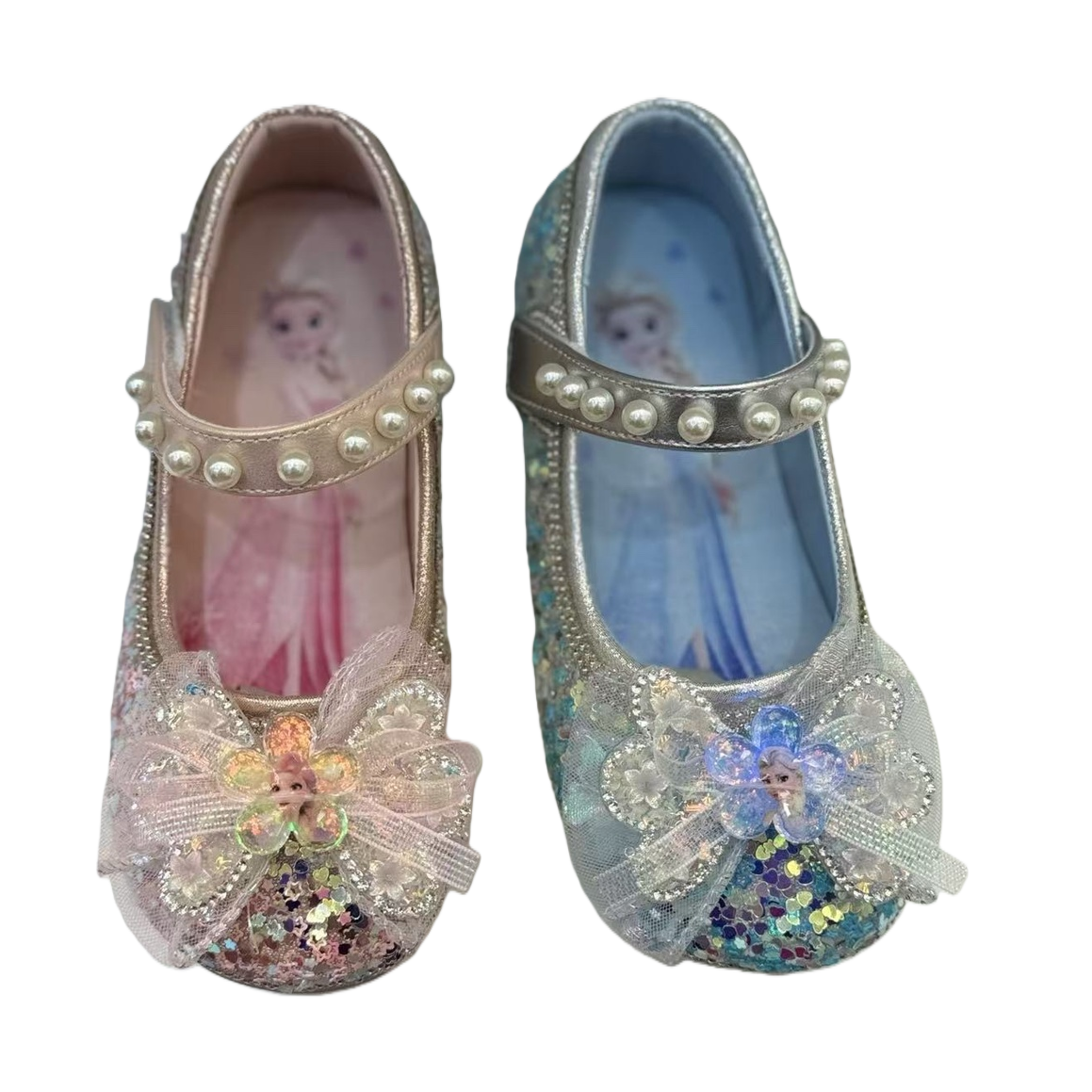 Pink and blue sequined princess shoes, girls' casual shoes, sweet style children's shoes