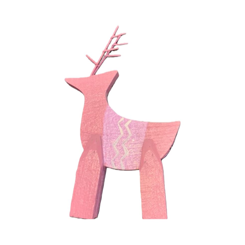 Pink wooden deer figurehead for home decoration, Nordic-style table decoration for living room and bedroom Item Picture