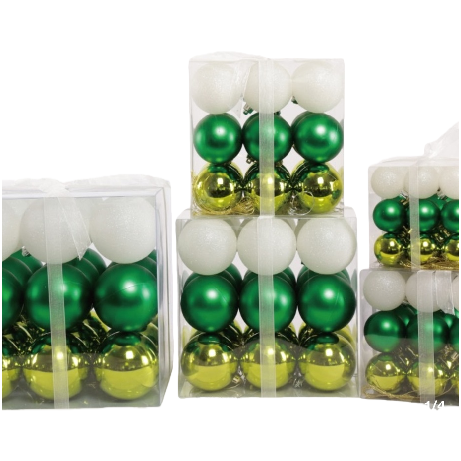 Green, gold and white Christmas ball decoration set, festive home hanging gift box Item Picture