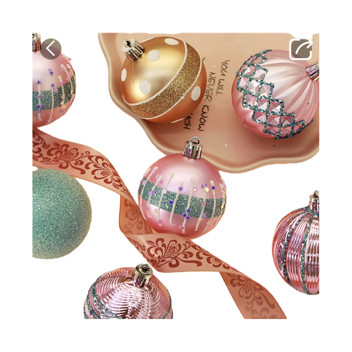 Pink and gold Christmas ball holiday decoration pendant set for home atmosphere arrangement Item Picture