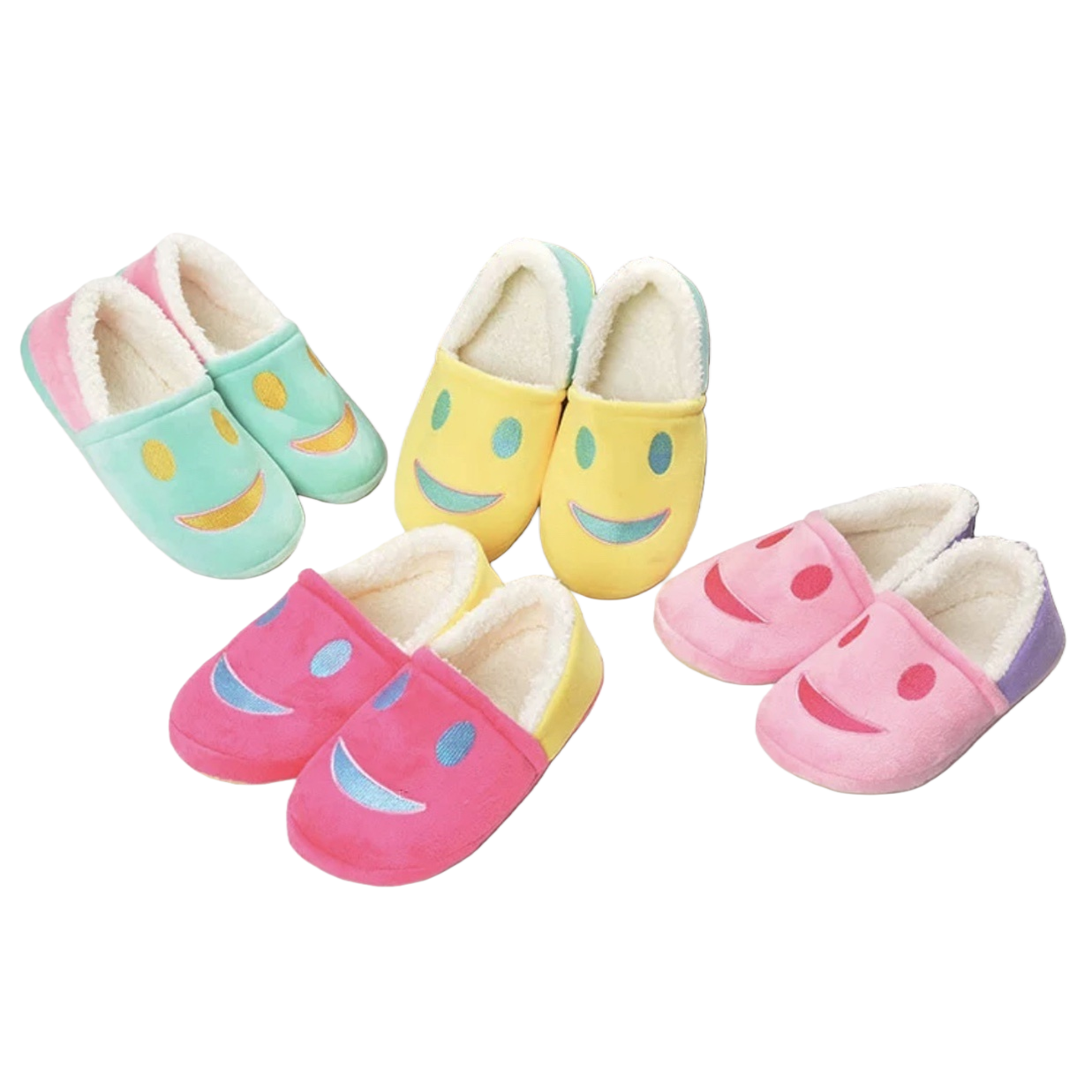 Colorful smiling cotton slippers for women, anti-slip soft soles, summer breathable casual slippers