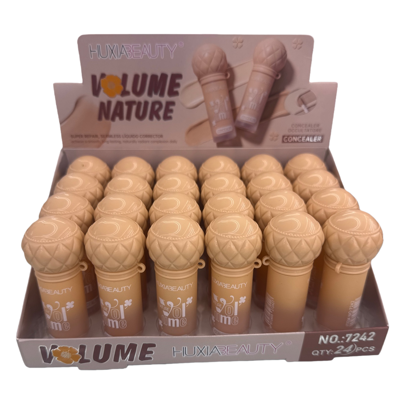 The beige engraved bottle cap concealer is light and thin, covering blemishes for a long time without smudging Item Picture