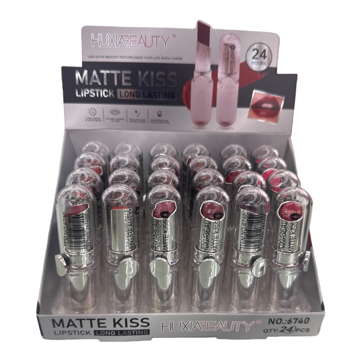 Transparent tube lipstick display box, acrylic cosmetics storage and organization box Item Picture