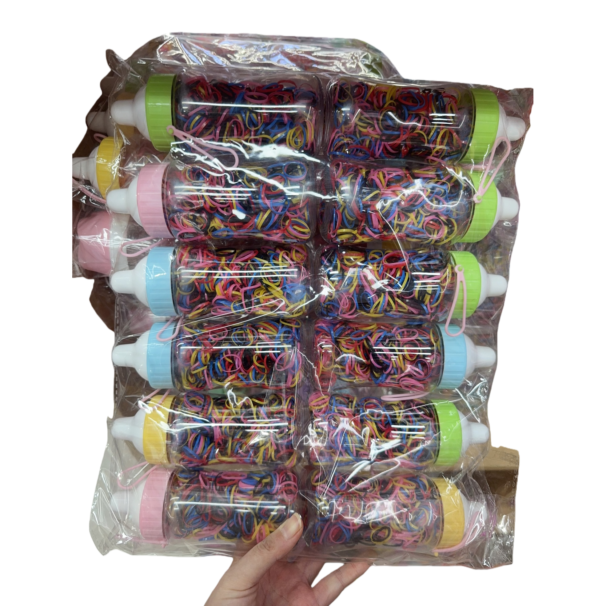 Colorful rubber band milk bottle, multi-color mixed, elastic, durable, baby safe, non-toxic rubber band, rubber ring, high elasticity rubber band Item Picture