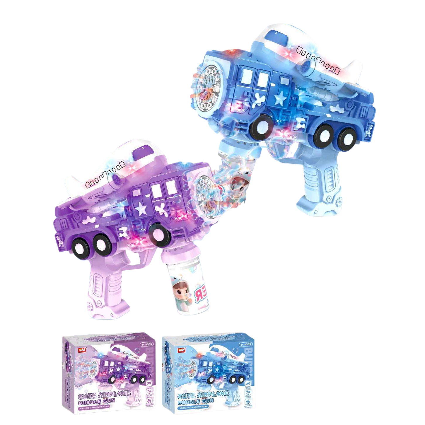 Blue and purple airplane bubble gun, children's toy, outdoor bubble-spraying wonder Item Picture