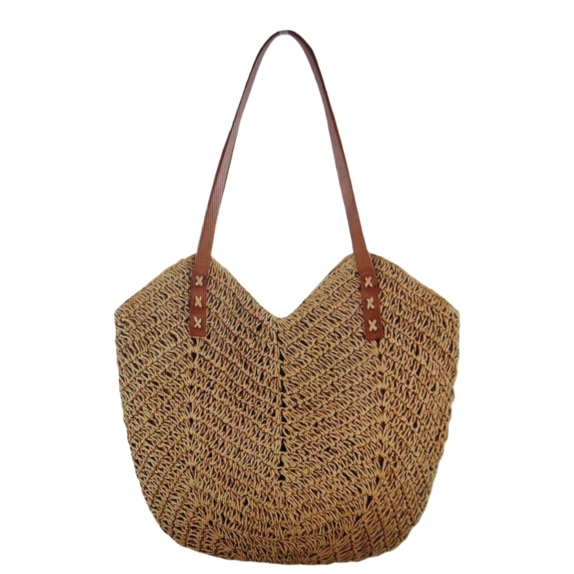 Brown woven handbag for women, simple and fashionable, large-capacity tote bag for commuting Item Picture