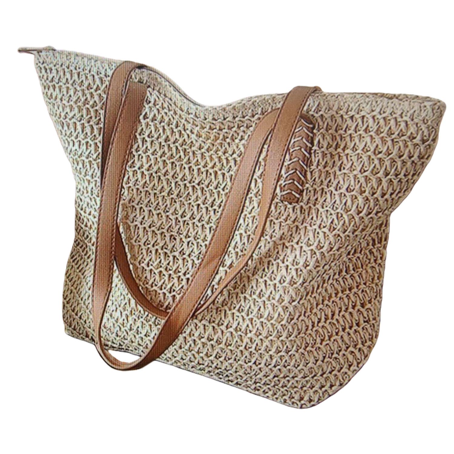 Beige woven handbag, a fashionable and casual single-shoulder crossbody bag Item Picture