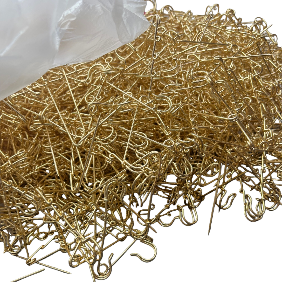 مسبار معدني متعدد الأغراض من دبوس الأمان الذهبي يتم إدخاله في زخرفة ثابتة من الملابس Item Picture
