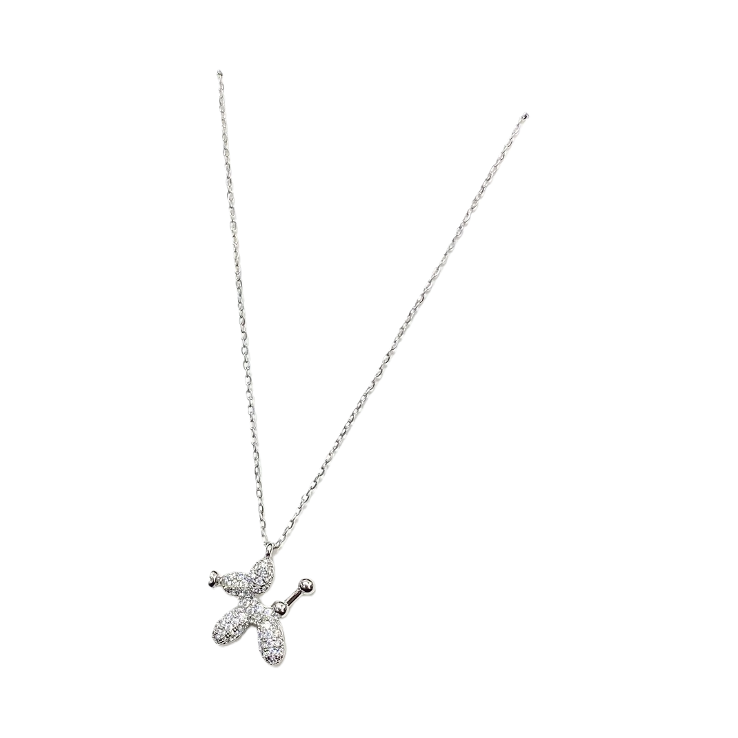 Silver balloon dog-shaped necklace, Cartier brand, in white card packaging Item Picture