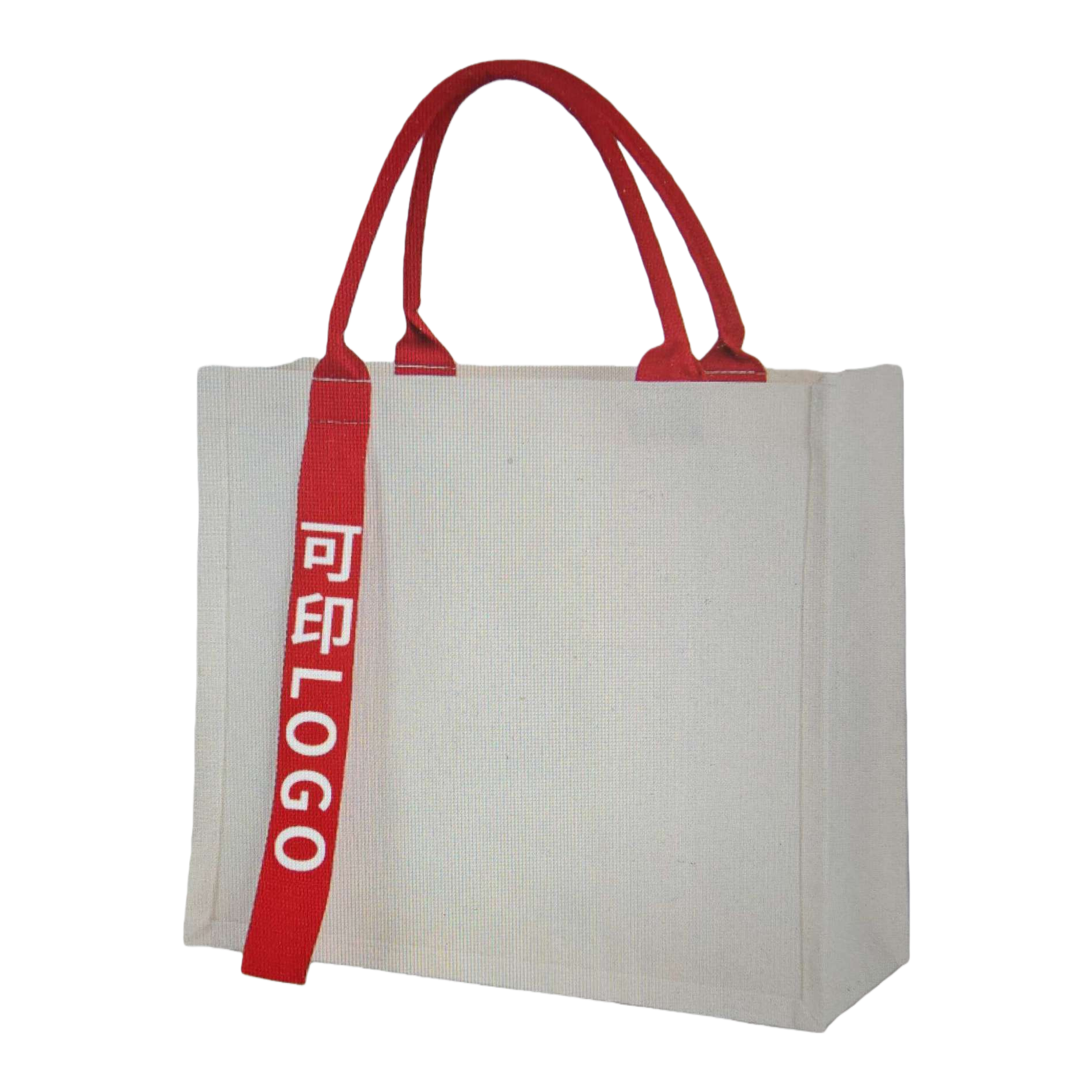 حقائب يد بيضاء تحمل لافتات حمراء على الحواف Item Picture