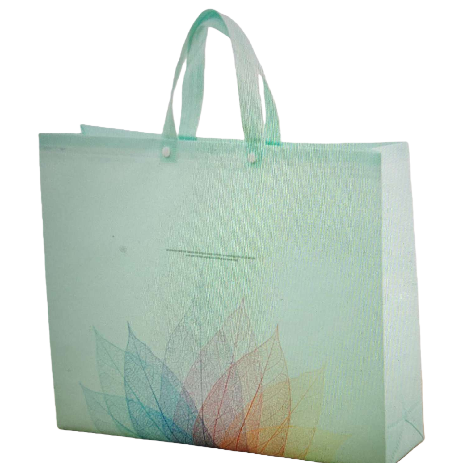The handle of the light green handbag with the same color scheme as the leaf vein pattern Item Picture