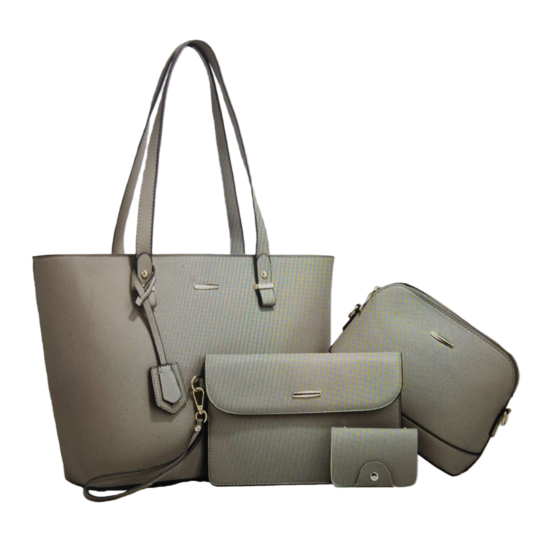 Grey tote bag set, large handbag, small crossbody bag, long wallet, short card case Item Picture