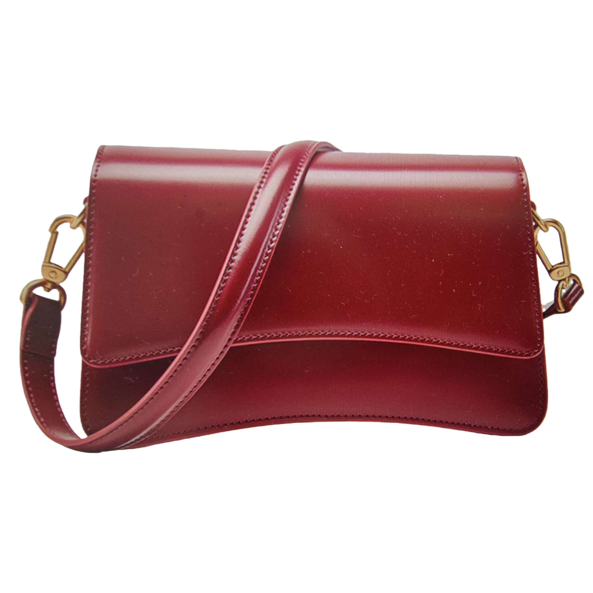 A wine-red leather crossbody bag, a versatile and fashionable single-shoulder bag for women Item Picture
