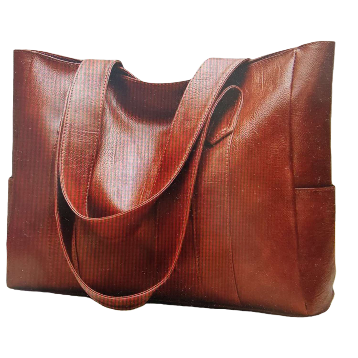 This brown leather tote bag has a large capacity for commuting, a shoulder bag, and is fashionable and versatile for women Item Picture