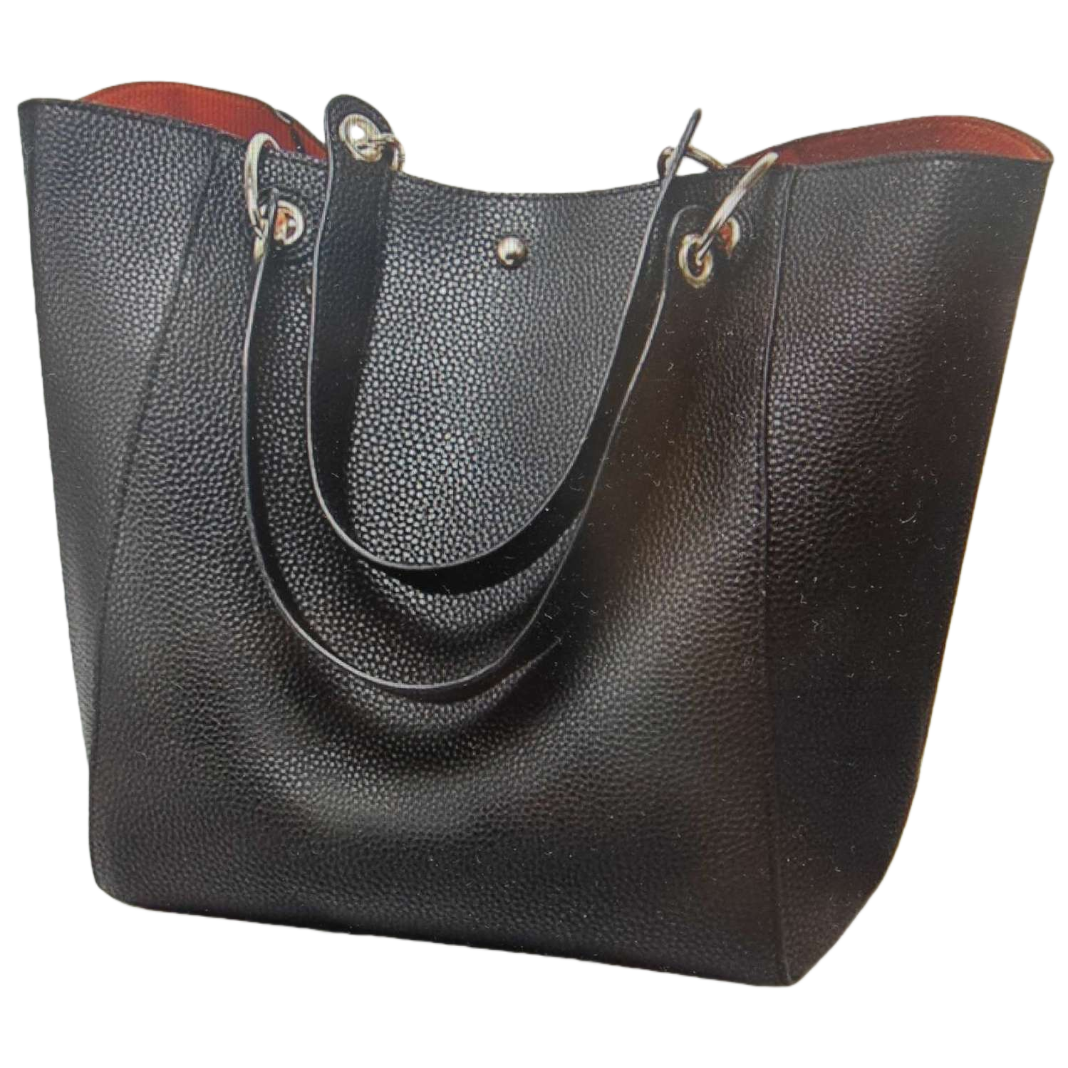 The black textured tote bag has a large capacity for commuting, a shoulder bag, and is fashionable and versatile for women Item Picture