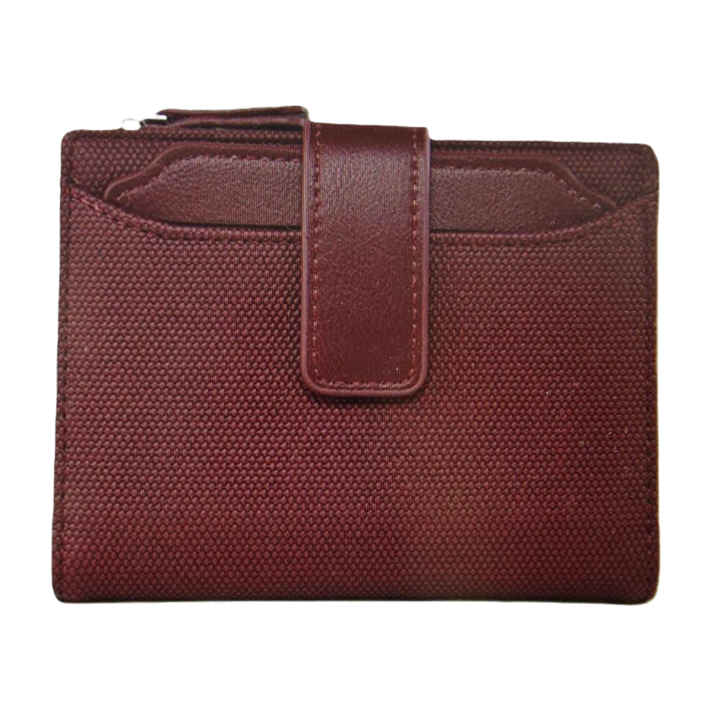 A long, wine-red leather wallet for ladies with a zippered pocket Item Picture