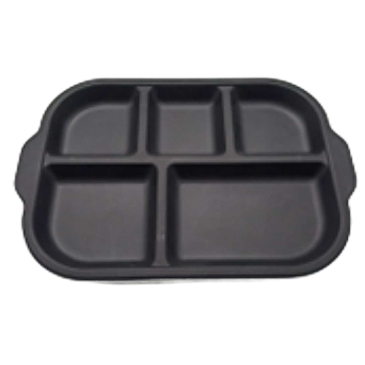 Black compartments dinner plate for home use, large water-draining and anti-slip ceramic dining table Item Picture