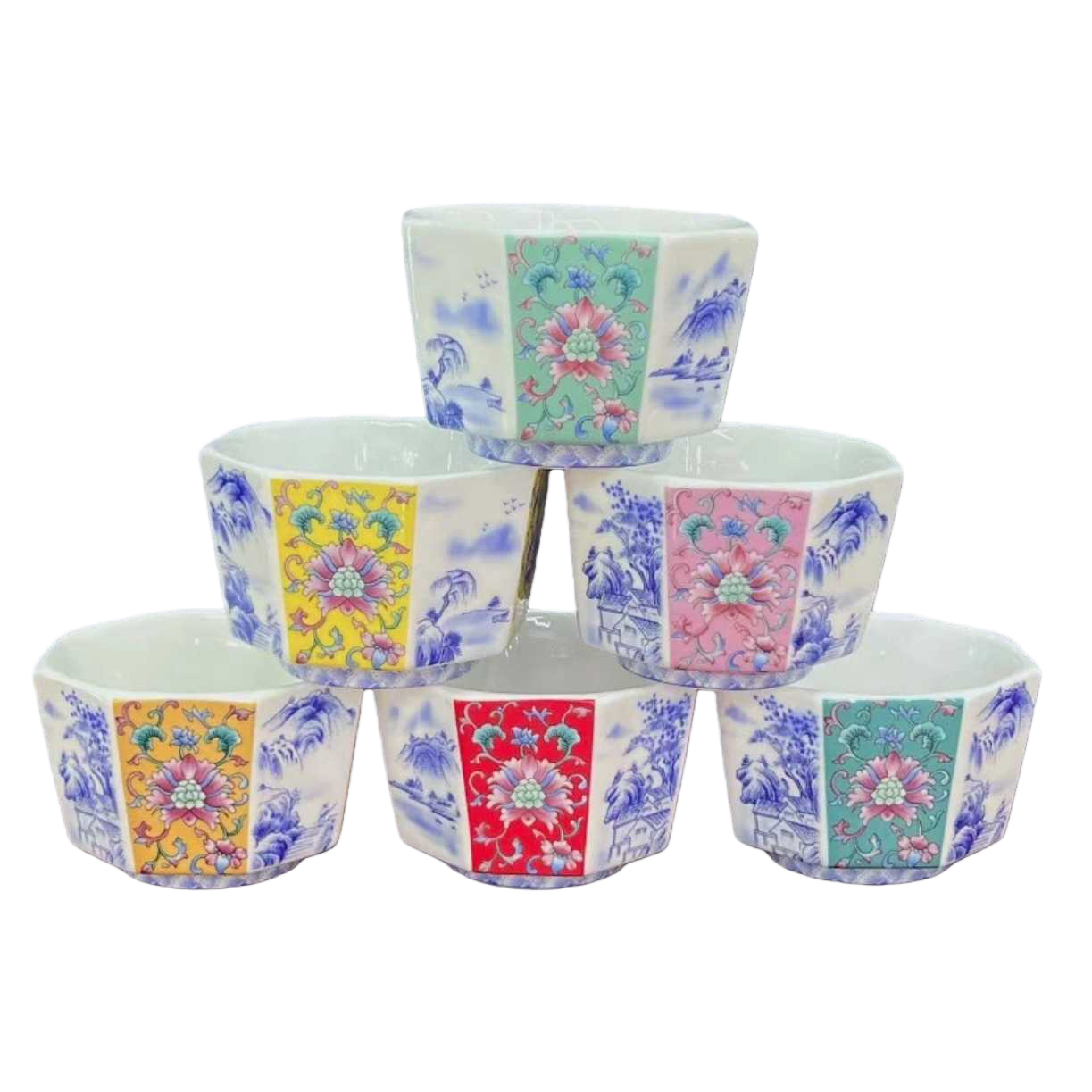 Colored ceramic cup set, underglaze color craft household tea cup and coffee cup set Item Picture