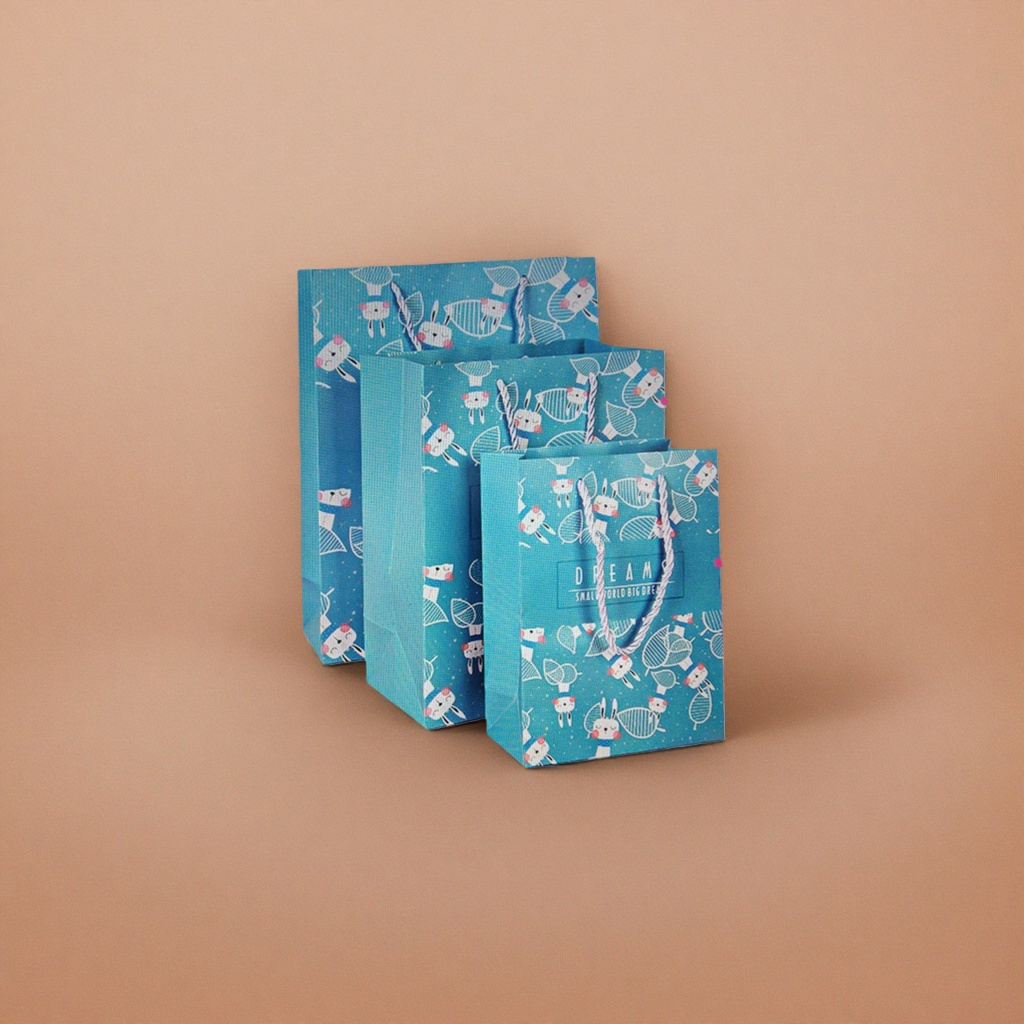 Blue cartoon rabbit gift bag, hand-held birthday party packaging bag details Picture