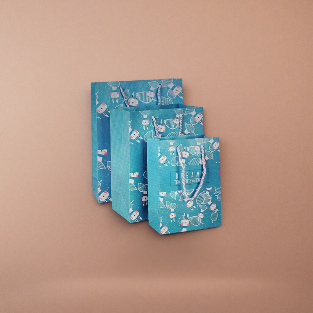 Blue cartoon rabbit gift bag, hand-held birthday party packaging bag Application Scenario