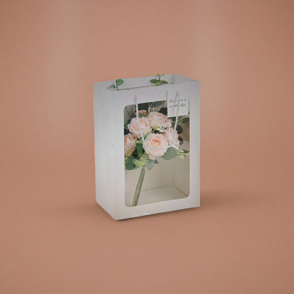 White gift box bouquet, fresh flowers delivered for birthday and festival gifts, exquisite packaging details Picture