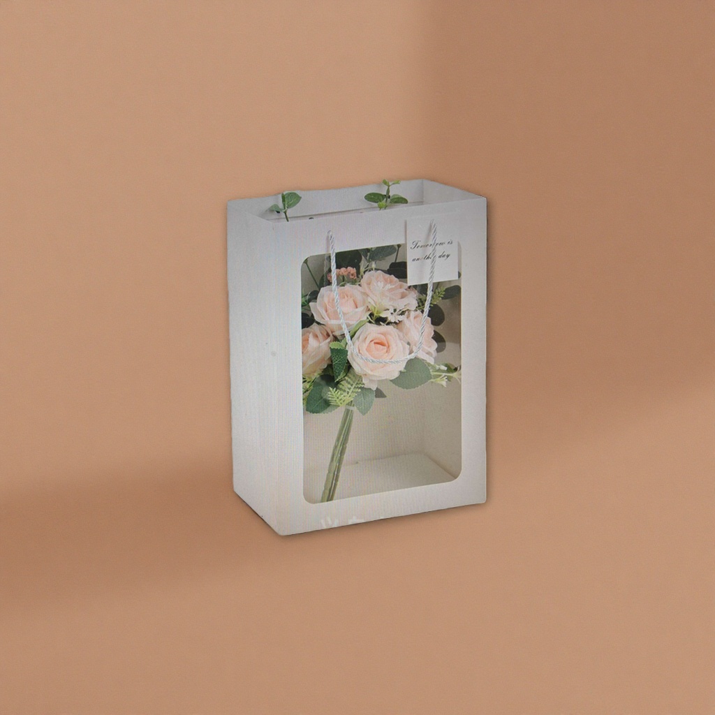 White gift box bouquet, fresh flowers delivered for birthday and festival gifts, exquisite packaging