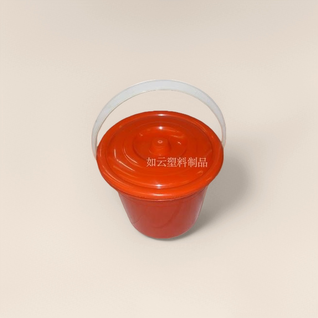 橙色塑料桶带白色提手家用储物桶加厚耐用可叠放